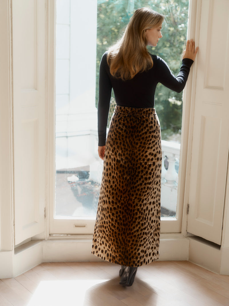 The Velvet Quilted Skirt (Cheetah)