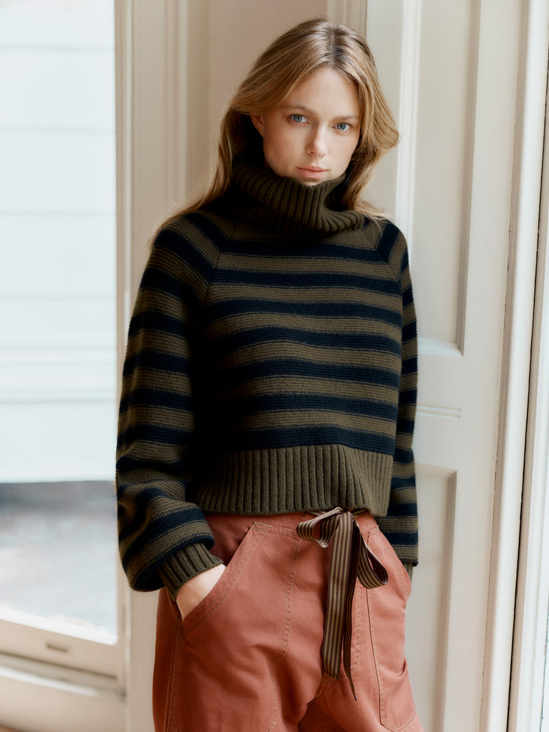 Striped Boxy Turtleneck