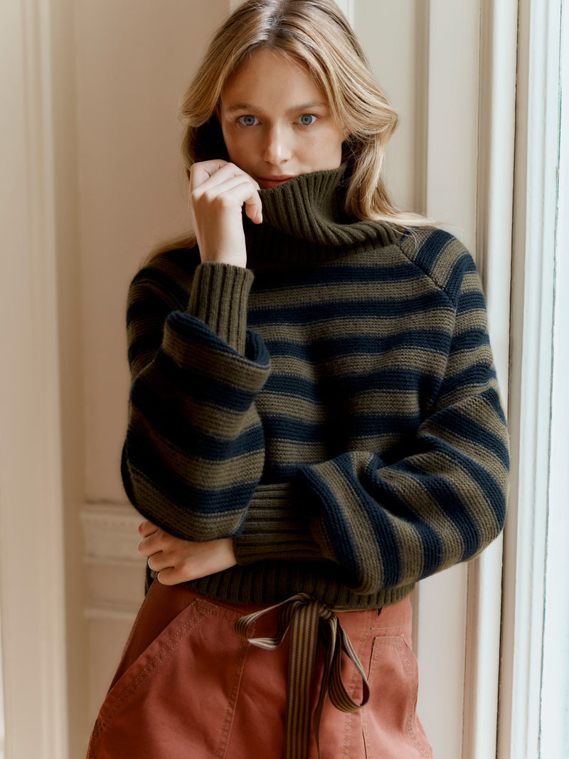 Striped Boxy Turtleneck