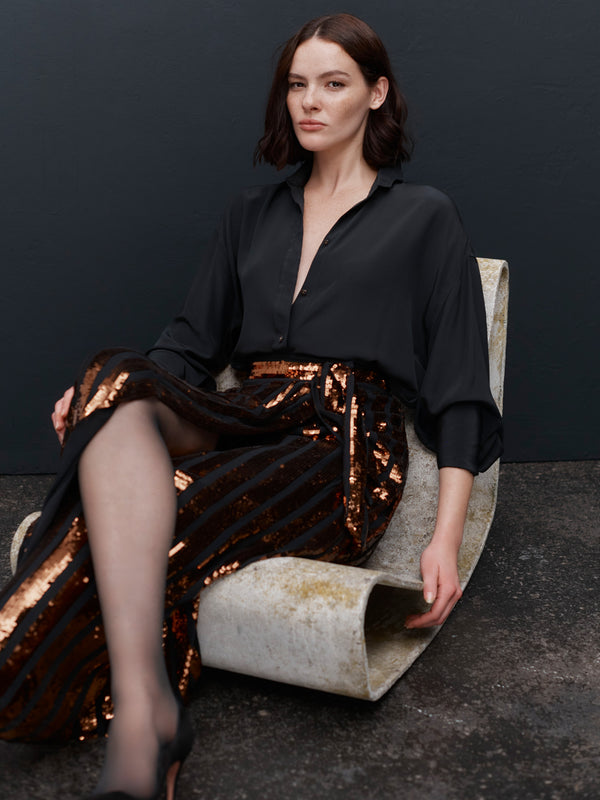 The Gallerist Shirt (Black Silk)