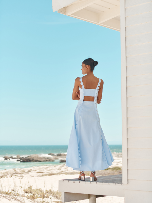 Apron Dress (Blue Seersucker)