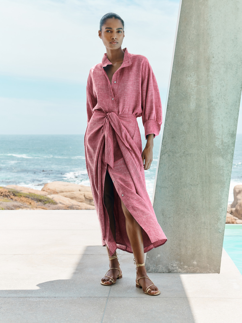 Sarong Shirt Dress (Pink)