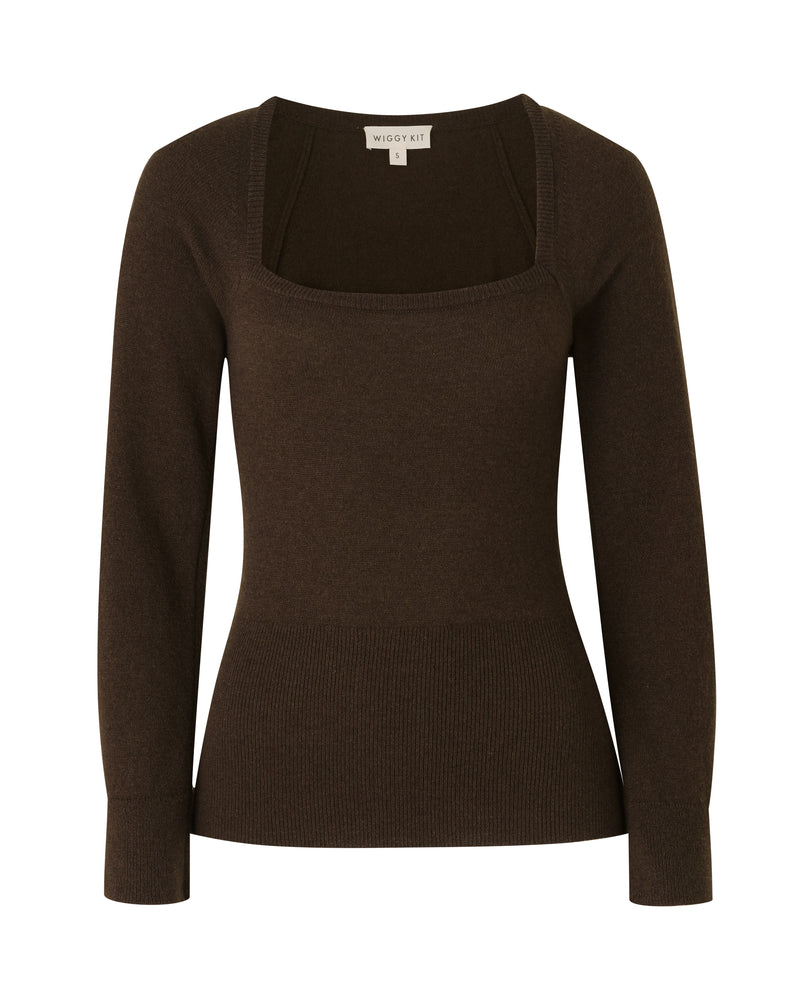 Square Neck Jumper (Chocolate)