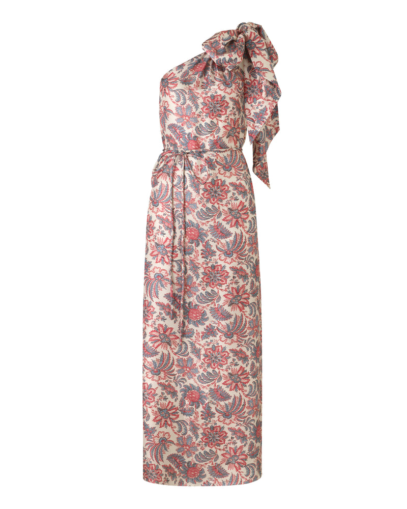 Wiggy Kit | Bay Dress (Pink Jungle Print) | Product image of one-shoulder maxi dress in jungle print