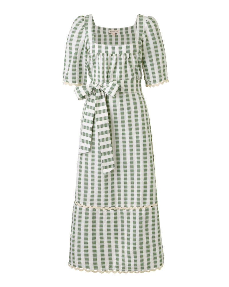Wiggy Kit | Bastide Dress | Product image of green and white gingham dress