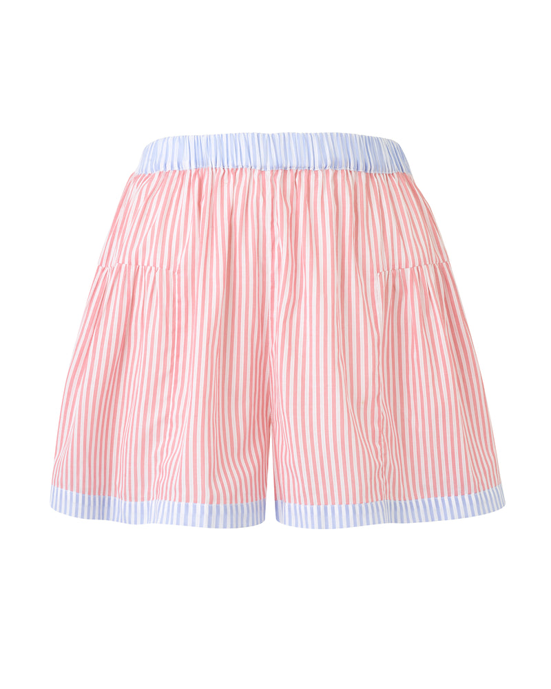 Wiggy Kit | The Short Original (Blue and Red Stripe) | Product image of  shorts in white and red stripe print