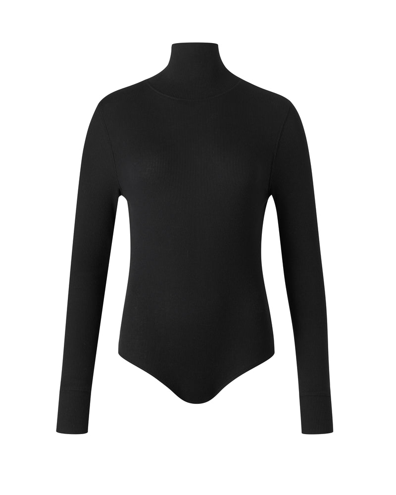 Wiggy Kit | High Neck Bodysuit in Black | Product Image White Background