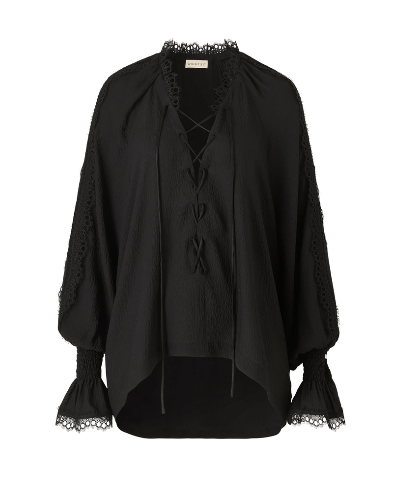 Wiggy Kit | Pirate Shirt in Black | Product Image of  Black Blouse with Long-Sleeves